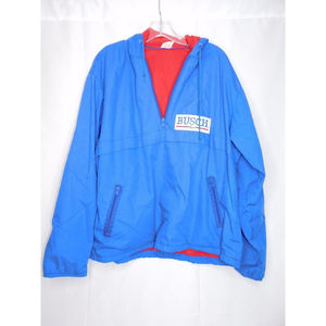 Vintage Busch Beer Pullover Jacket 80s XL Extra-Large Blue Made in America